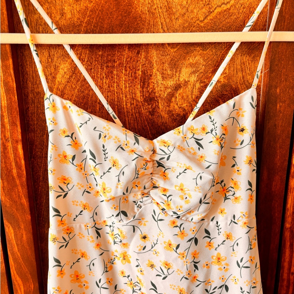 Lascana Floral Midi Dress in Cream and Yellow - Picture 3 of 8